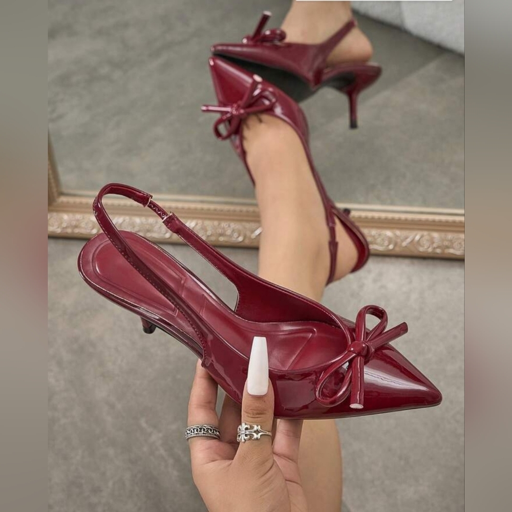 Bow Pointed Toe High Heels Sandals Fashion Slides Sexy Slingback Elegant Sandals